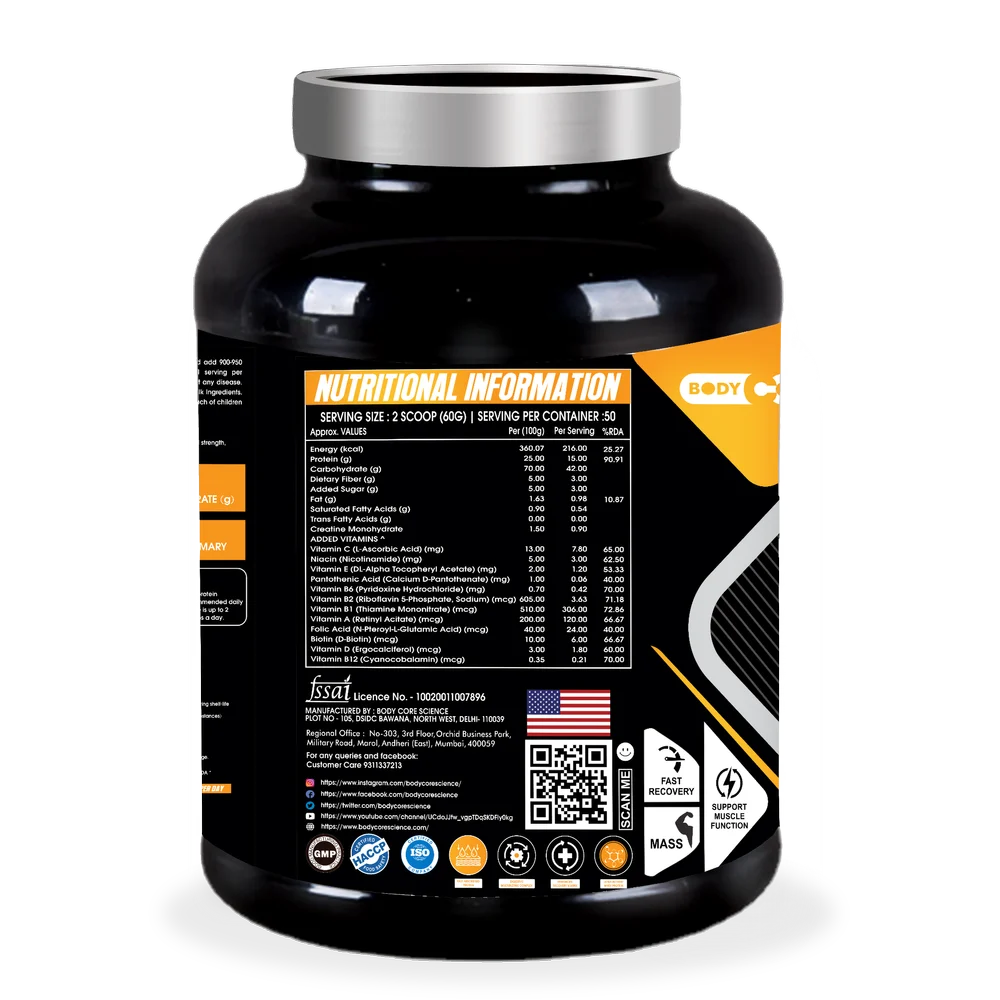 MUSCLE CORE MASS GAINER 3 KG